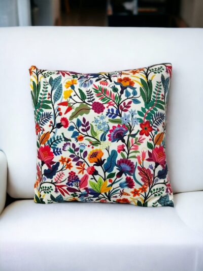 Elegant Floral Velvet Cushion Cover | Digital Print