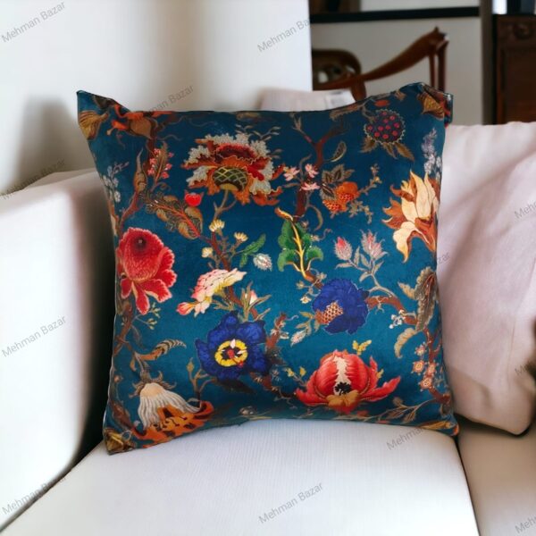 Elegant Floral Velvet Cushion Cover | Digital Print