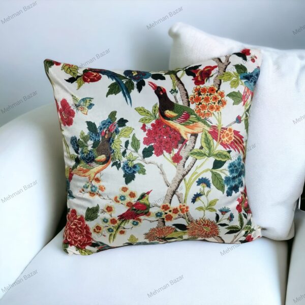 Elegant Floral Velvet Cushion Cover | Digital Print - Image 4