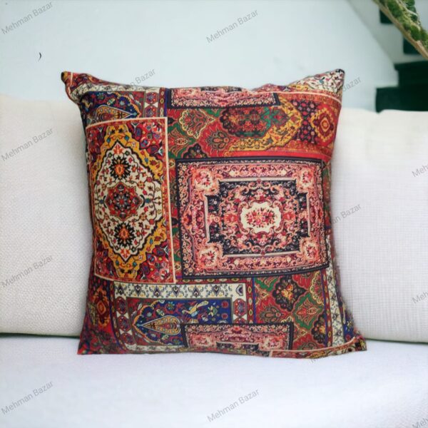 Elegant Floral Velvet Cushion Cover | Digital Print - Image 2