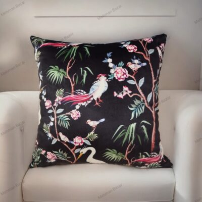 Elegant Floral Velvet Cushion Cover | Digital Print - Image 3