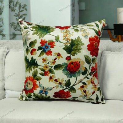 Elegant Floral Velvet Cushion Cover | Digital Print - Image 5