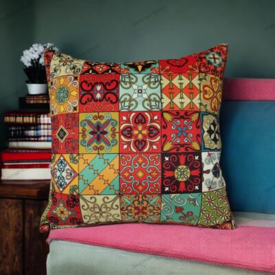Elegant Floral Velvet Cushion Cover | Digital Print - Image 10