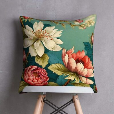 Elegant Floral Velvet Cushion Cover | Digital Print - Image 7