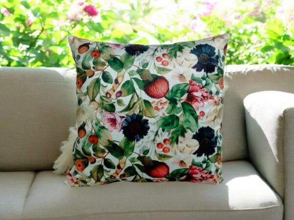 Elegant Floral Velvet Cushion Cover | Digital Print - Image 6