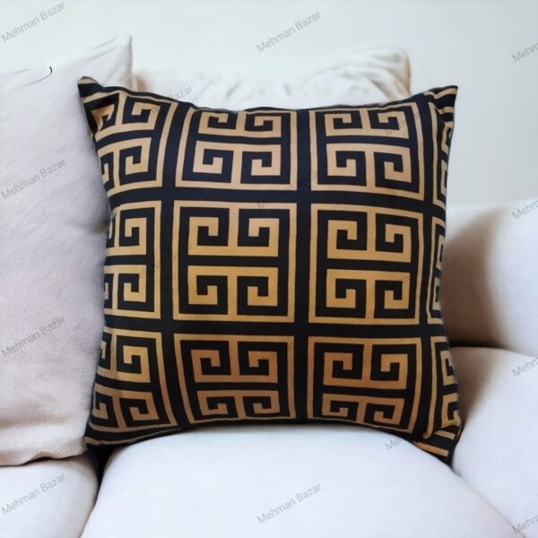 Elegant  Velvet Cushion Cover | Digital Print (Black Gold ) - Image 4