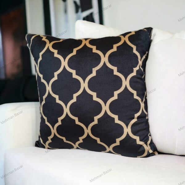 Elegant  Velvet Cushion Cover | Digital Print (Black Gold ) - Image 5