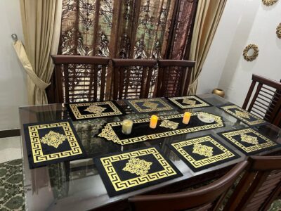 Exclusive Black Velvet Table Mats Set Available in 3, 5, 7 & 9 Pieces - Image 2