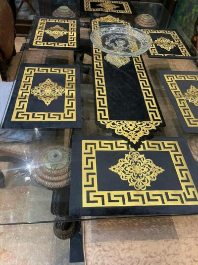 Exclusive Black Velvet Table Mats Set Available in 3, 5, 7 & 9 Pieces - Image 3