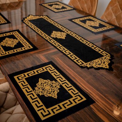 Exclusive Black Velvet Table Mats Set Available in 3, 5, 7 & 9 Pieces - Image 5