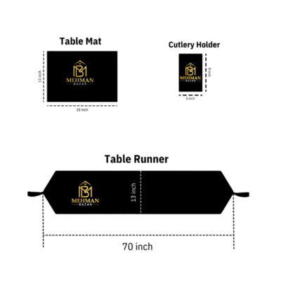 Royal Elegance Cream & Gold Dining Table Runner with Textured Mats Set - Image 8