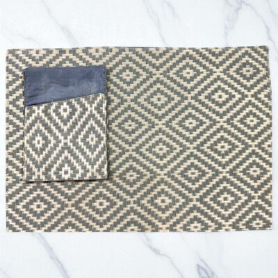 Majestic Charm Grey & Golden Dining Table Runner with Textured Mats Set - Image 6