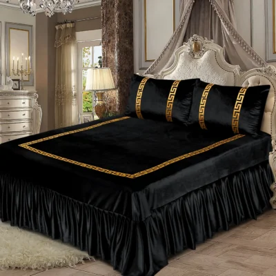 velvet bed sheet Black