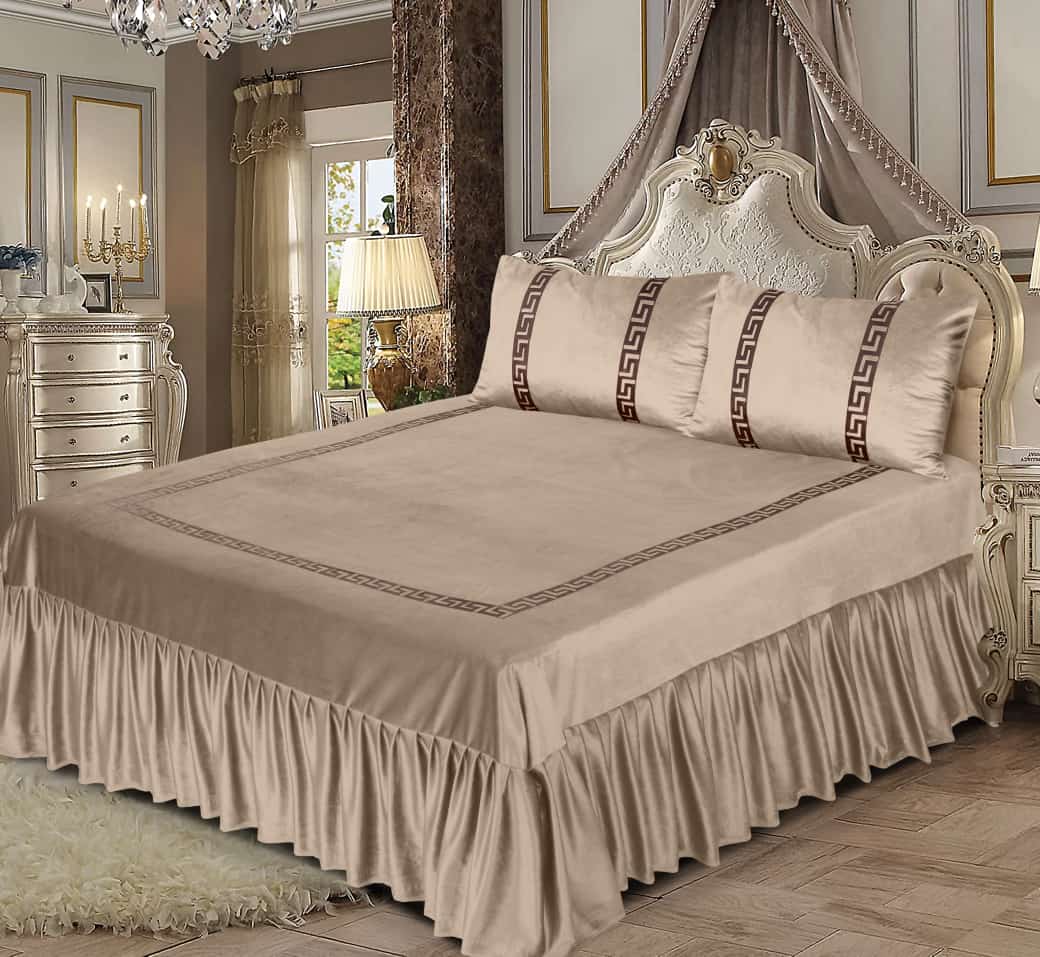 velvet bed sheet off white