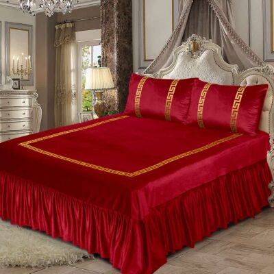 velvet bed sheet Maroon