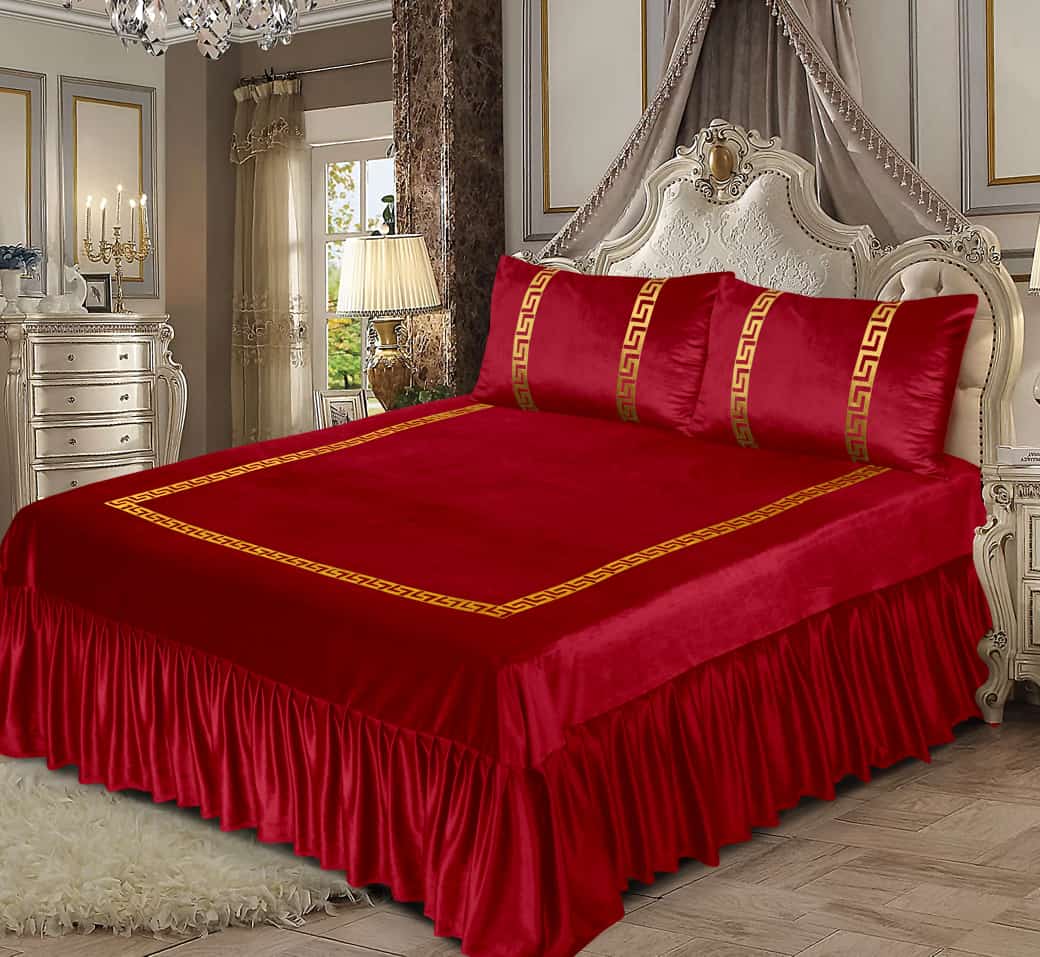 velvet bed sheet Maroon
