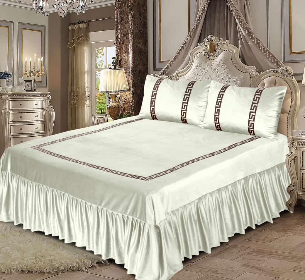 velvet bed sheet White