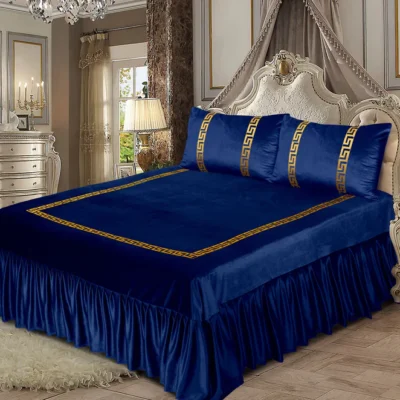 velvet bed sheet Blue