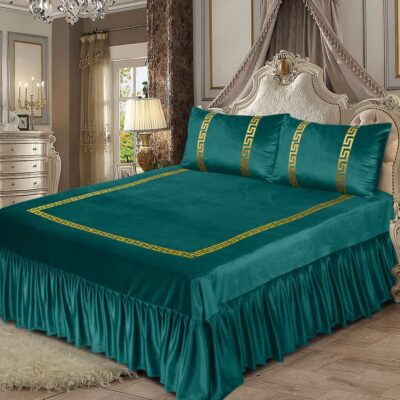 velvet bed sheet zinc green
