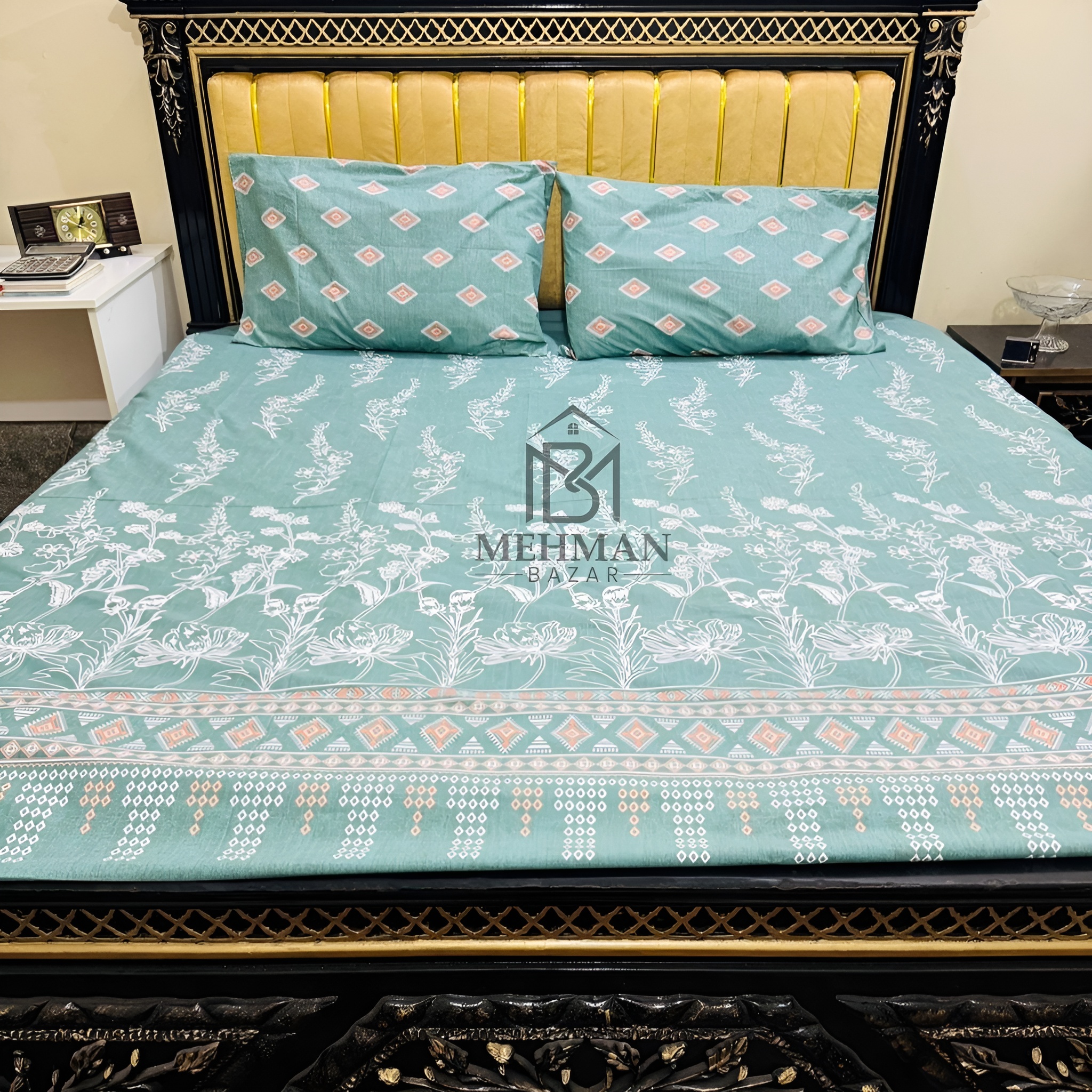 Luxury Cotton Bed Sheet Set King/Single with Pillow Covers & Comforter-CT003 - Image 2