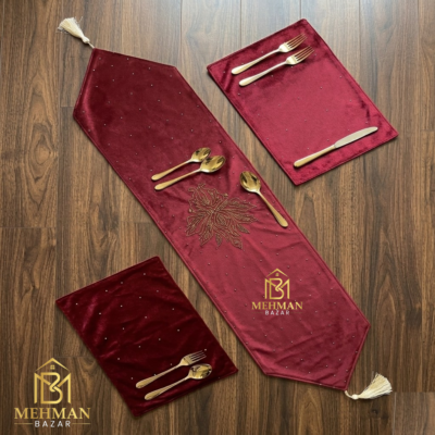 Velvet embroidery TABLE RUNNER IN PAKISTAN