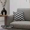 Digital Printed Cushion Cover Grid Zigzag Chevron Wave BACK AND WHITE