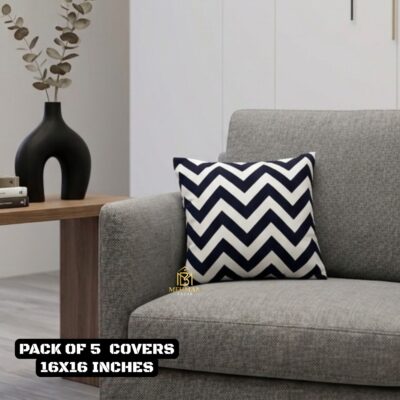 Digital Printed Cushion Cover Grid Zigzag Chevron Wave BACK AND WHITE