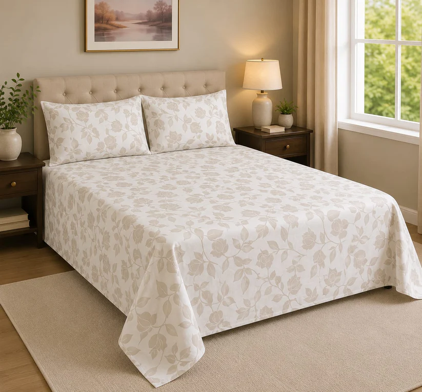 Luxury Cotton Bed Sheet with 2 Pillow Covers -AK0003