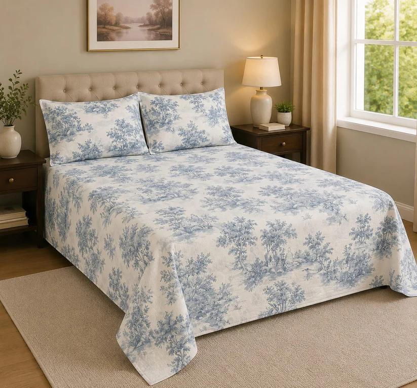 Luxury Cotton Bed Sheet with 2 Pillow Covers -AK0004