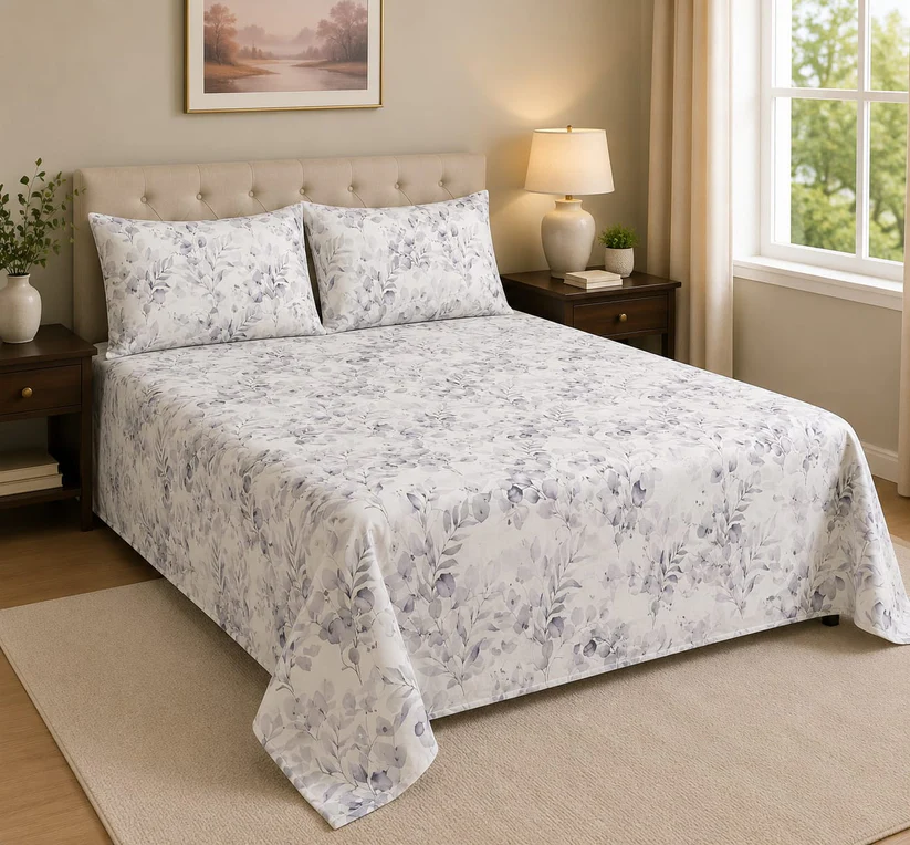 Luxury Cotton Bed Sheet with 2 Pillow Covers -AK0005