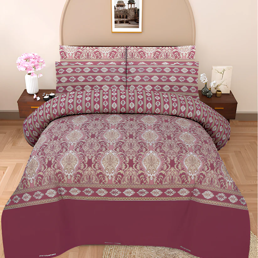 Export Quality Cotton Bed Sheet with 2 Pillow Covers -AK0006