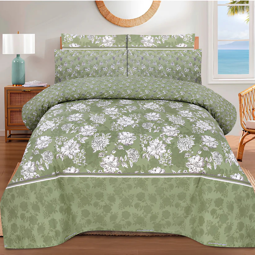 Export Quality Cotton Bed Sheet with 2 Pillow Covers -AK0007