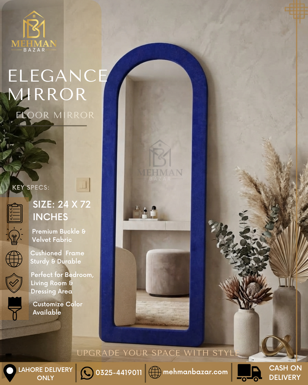 Premium Wavy Standing Mirror ( SINGLE BORDER )-05