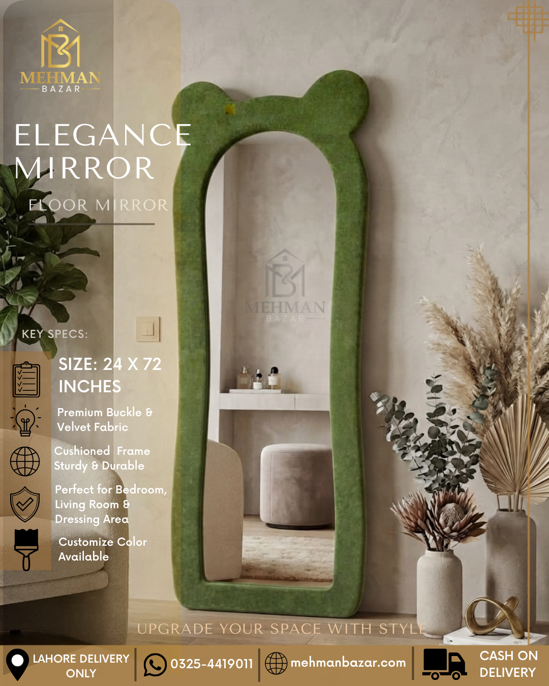 Premium Wavy Standing Mirror ( SINGLE BORDER )-03
