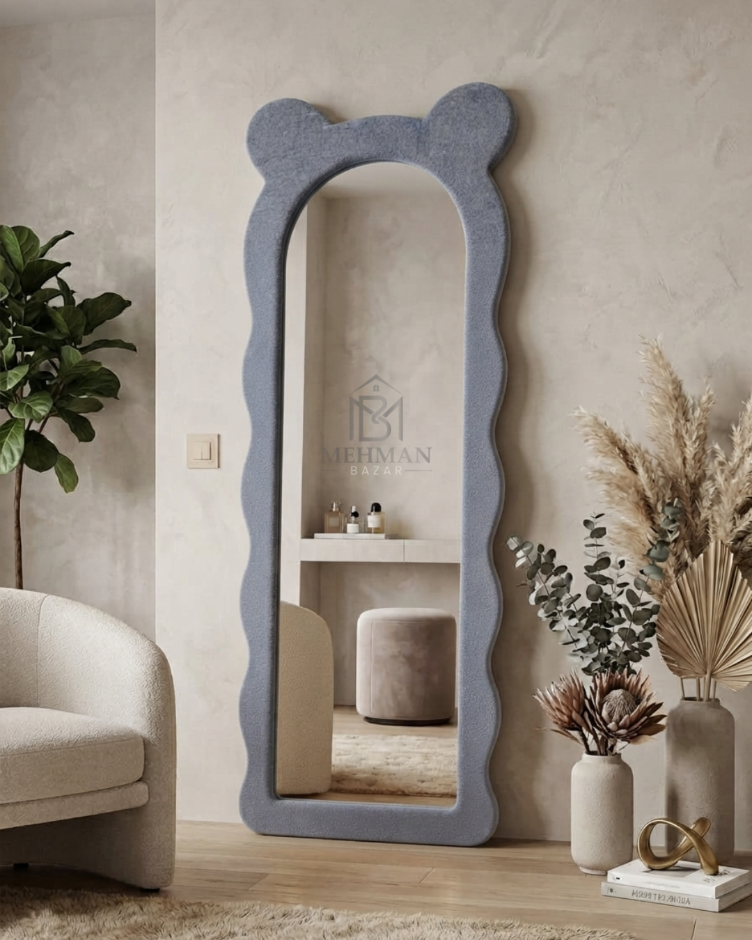 Premium Wavy Standing Mirror ( SINGLE BORDER )-03 - Image 3