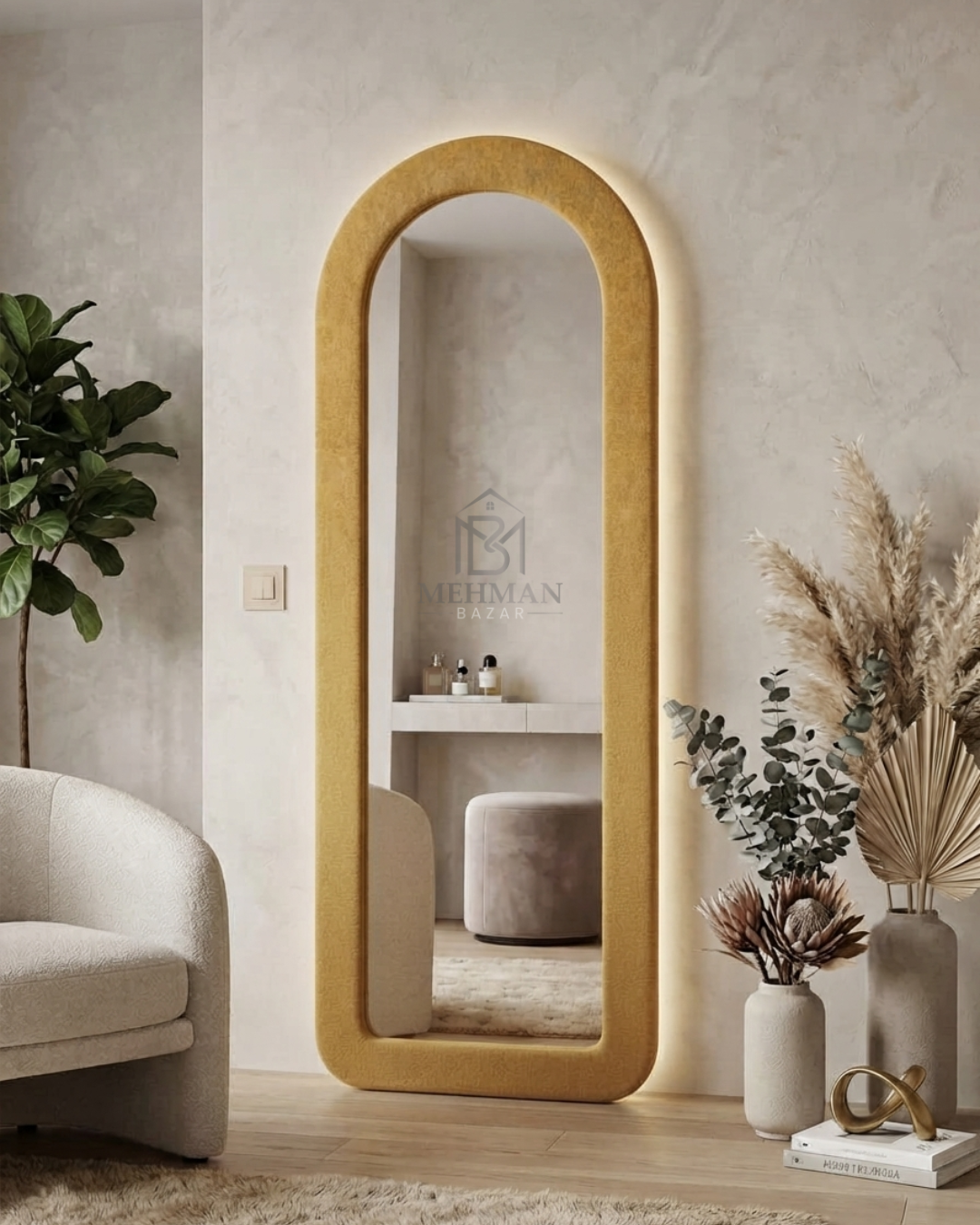 Premium Wavy Standing Mirror ( SINGLE BORDER )-05 - Image 4