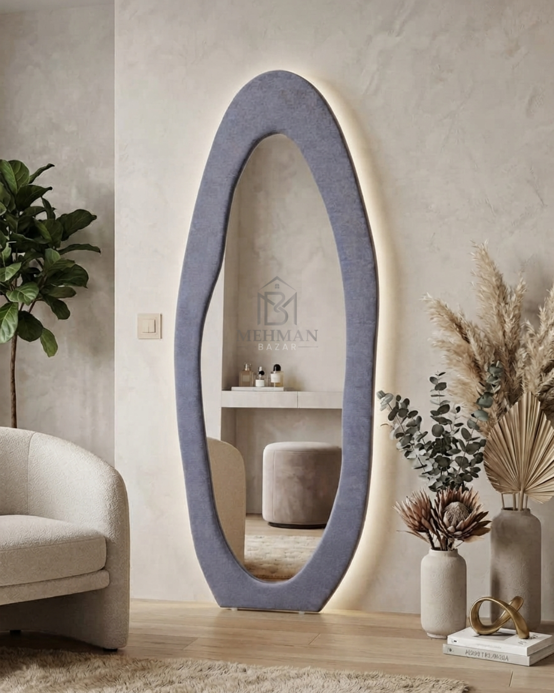Premium Wavy Standing Mirror ( SINGLE BORDER )-01 - Image 4