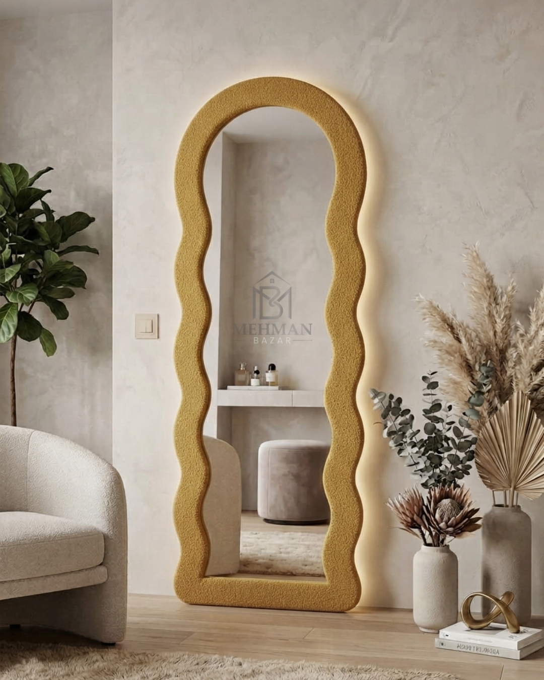 Premium Wavy Standing Mirror ( SINGLE BORDER )-02 - Image 5