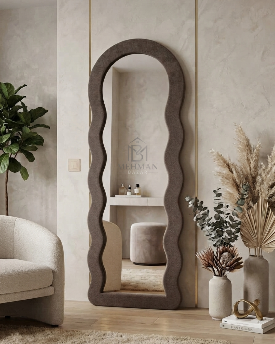 Premium Wavy Standing Mirror ( SINGLE BORDER )-02 - Image 4
