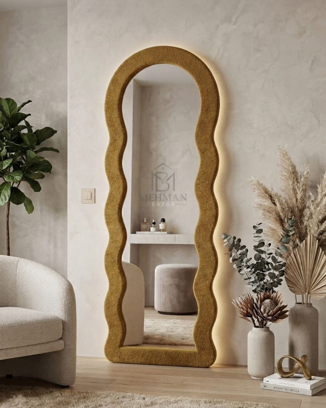 Premium Wavy Standing Mirror ( SINGLE BORDER )-02 - Image 3