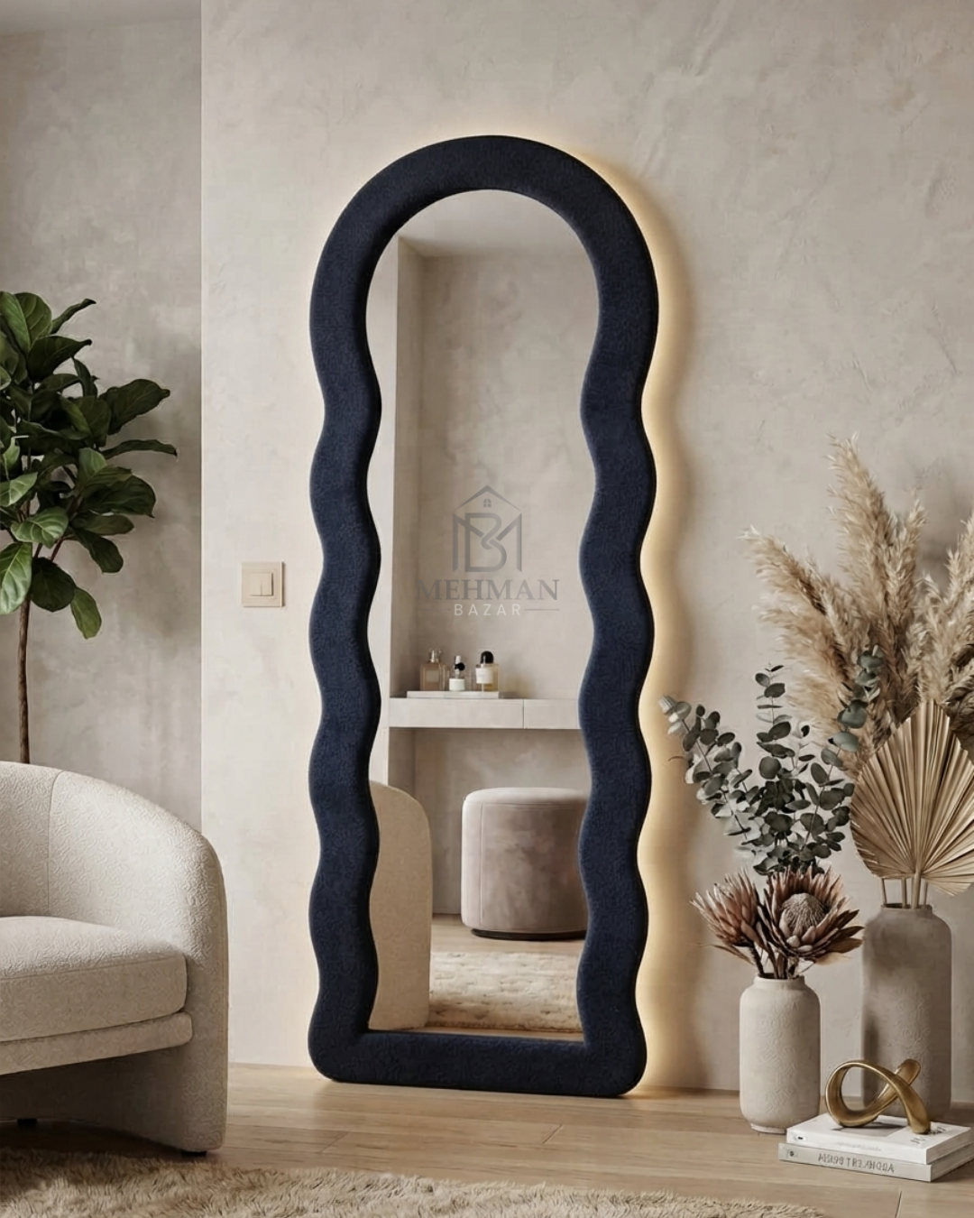 Premium Wavy Standing Mirror ( SINGLE BORDER )-02 - Image 2