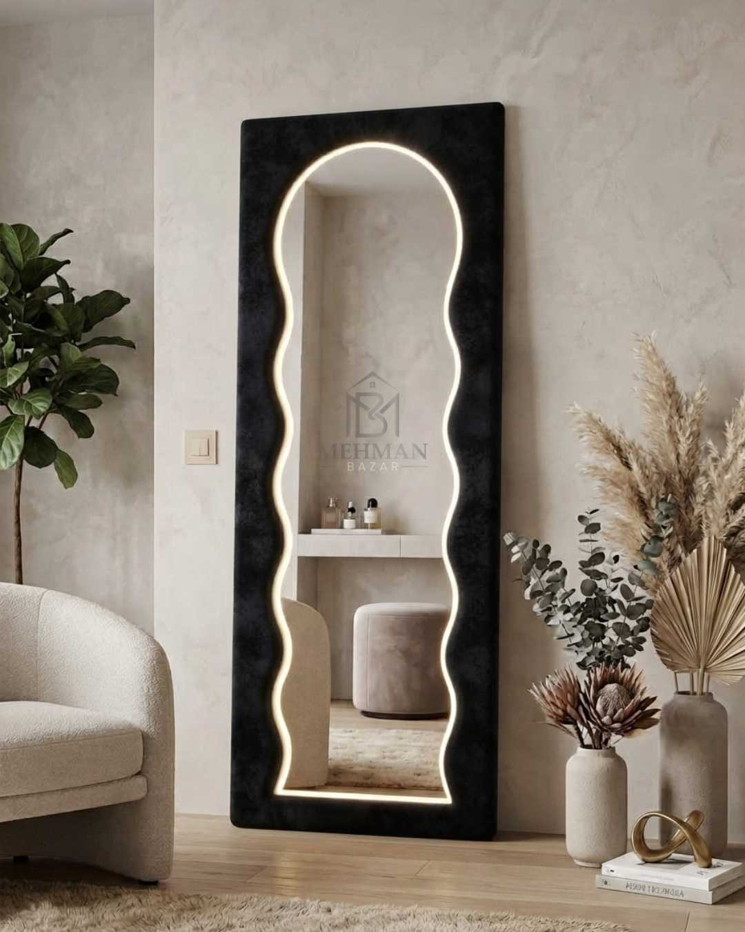 Premium Wavy Standing Mirror ( DOUBLE BORDER )-07 - Image 3