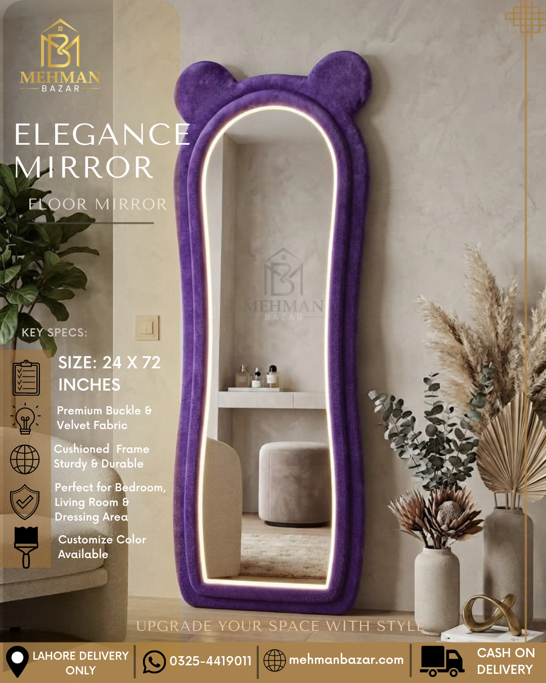 Premium Wavy Standing Mirror ( DOUBLE BORDER )-09