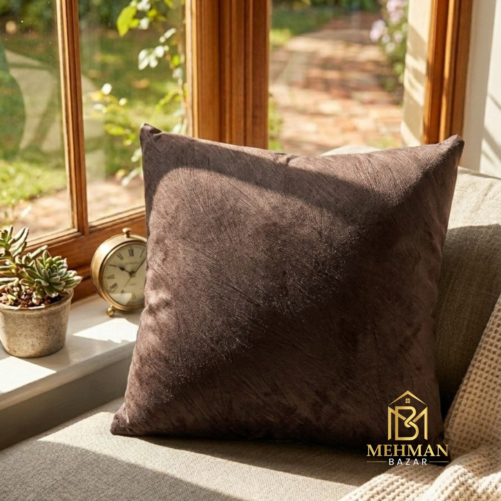 Luxury Textured Velvet Cushion Cover 16x16 | Silk Back & Side Zip - Image 3