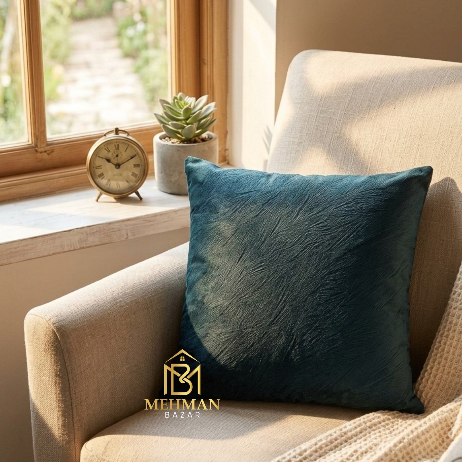 Luxury Textured Velvet Cushion Cover 16x16 | Silk Back & Side Zip - Image 10